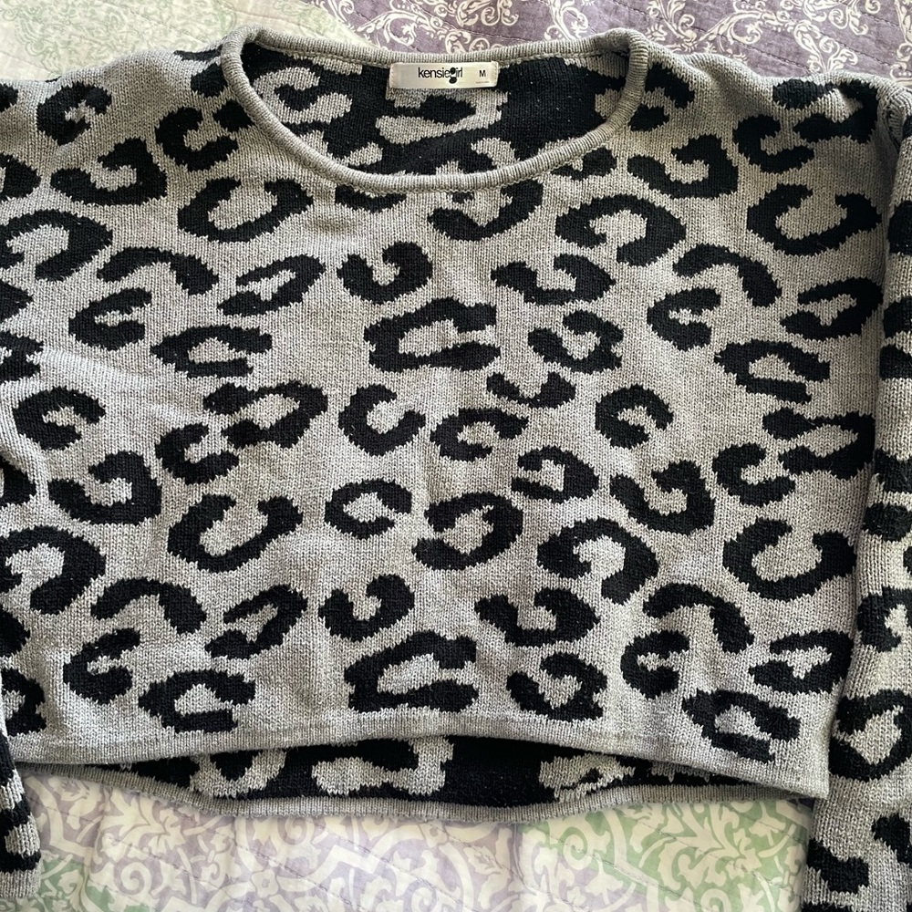 Crop leopard print sweater